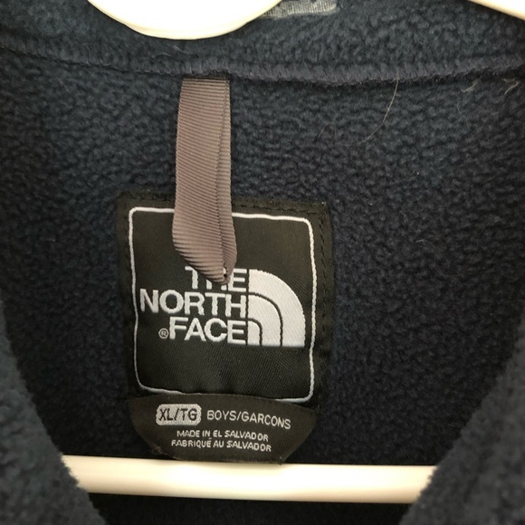 The North Face Fleece Jacket Boys Size XL 18/20 Gray Navy Blue,zipper 2 Pockets - Picture 2 of 4